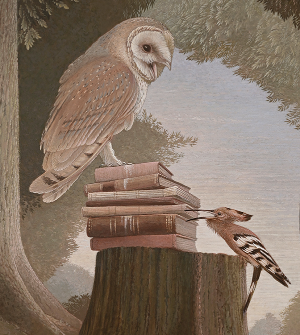 Barn Owl and Hoopoe (detail ) <p>.