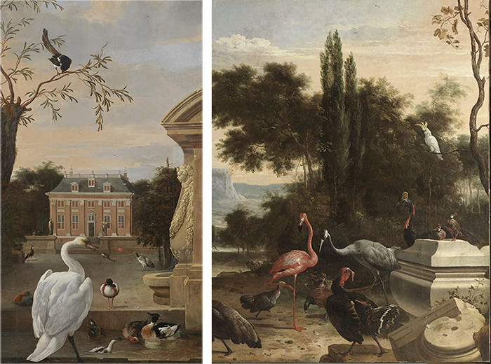 Melchior de Hondecoeter - Birdpark with House Driemond (1671/80) - Details <p>  Alte Pinakothek Museum - Munich.