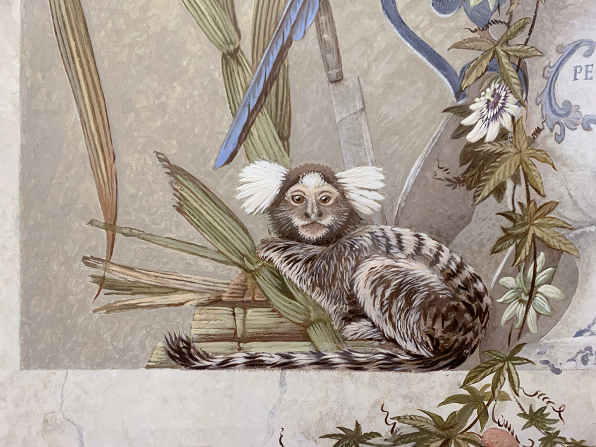 Common Marmoset, detail on the \"Recife  / pernembuco / Brazil\" \" Panel<p>Tempera and acrylics on Dibond. <p>.