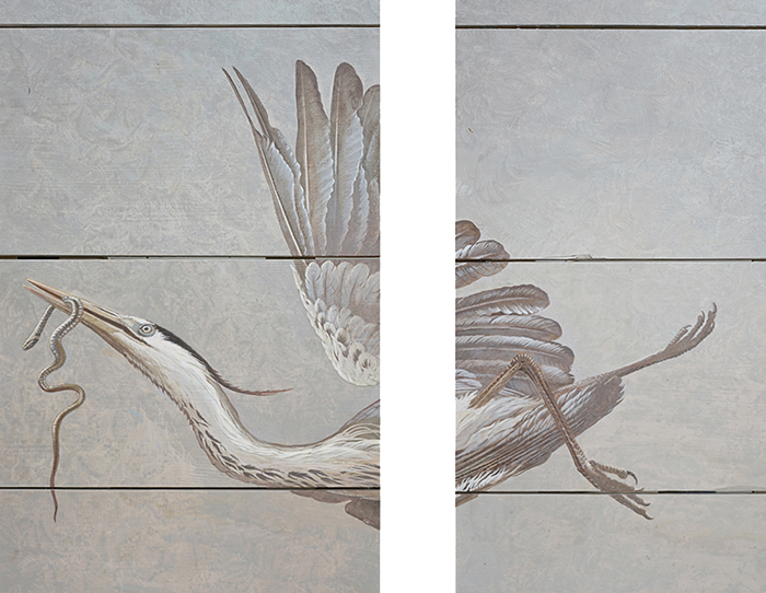 Another Blue Heron crossing a ceiling beam, 
<h6>Detail on the new painted ceilings at Herengracht 574.</h6> <p>.