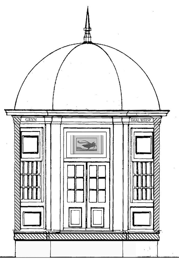 Theekoepel Driemond; doorsnede met interieur.