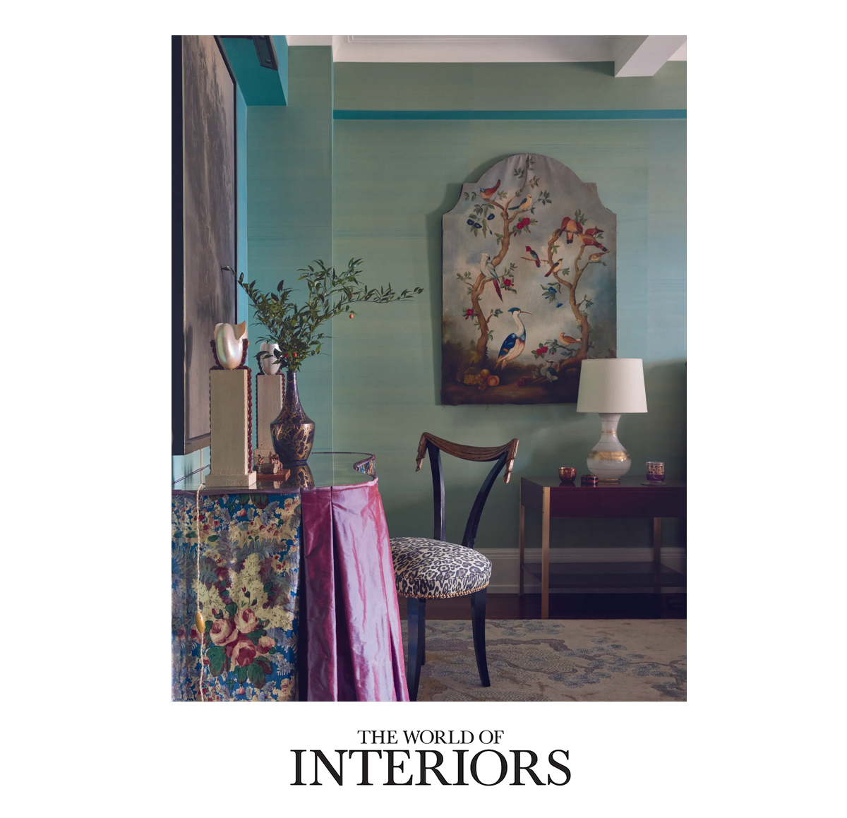 In the main guest room, a 1940s ebonised side chair by Dorothy Draper for Grosfeld House stands before a dressing table that has been lavished with a Jean Monro chintz. It is topped with a pair of c1930 ‘Nautilus’ lamps by French decorator Bolette Natanson.<p>.