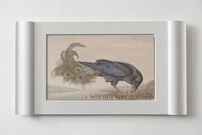 Other ones Feathers - Raven 4 -  2021 - \"Sopraporte\" or \"Overdoor\" painting <p> Acrylics and tempera on Aluminum. <p>.